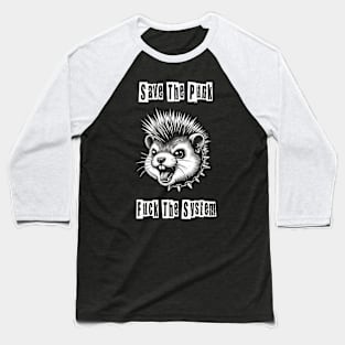 Punk Hamster | Punky Hamster | Fuck the System | Angry Hamster Baseball T-Shirt